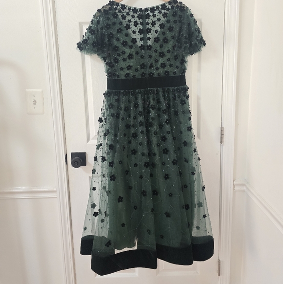 Mac Duggal Embellished Butterfly Sleeves Velvet Hem Midi Dress Size 10 - Picture 5 of 7